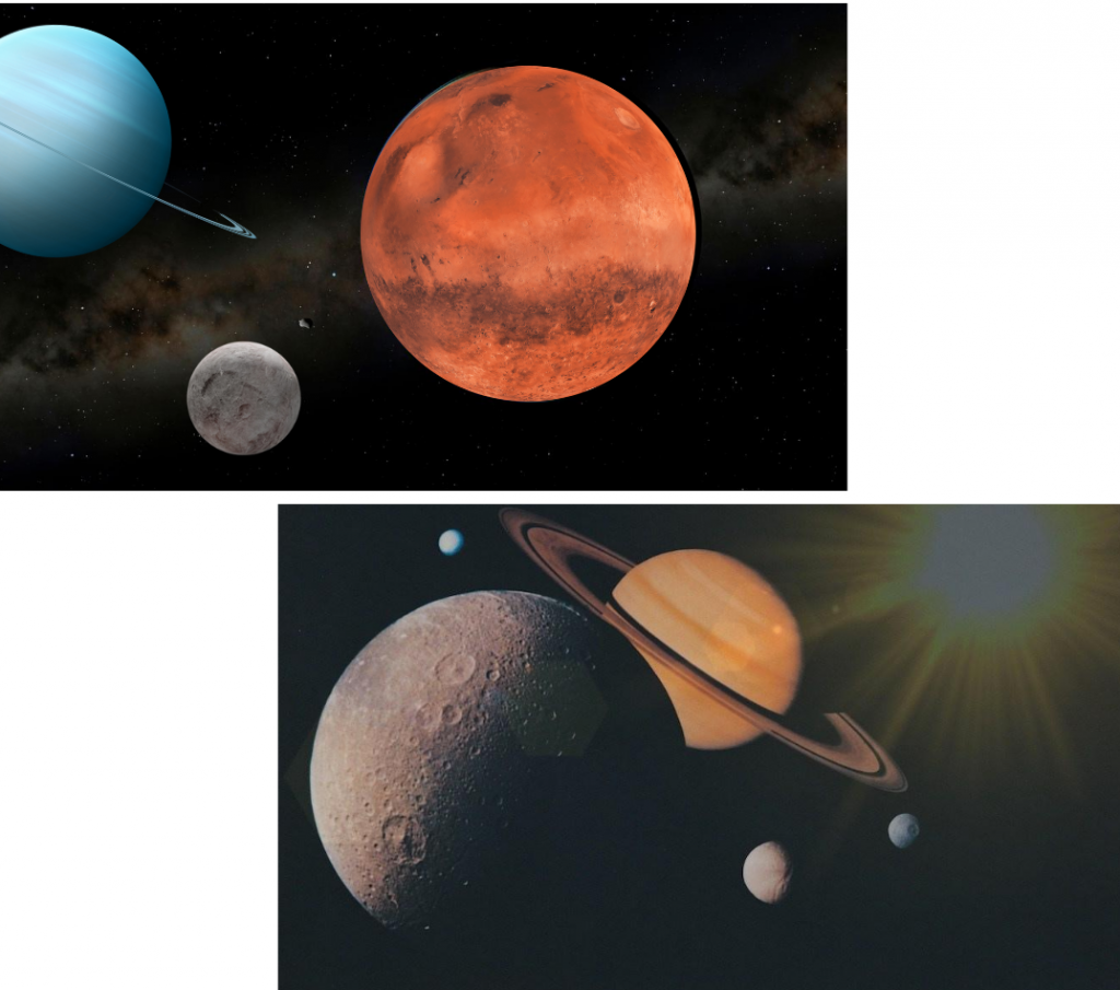 Mars, Eris, and Uranus vs. Pluto and Saturn